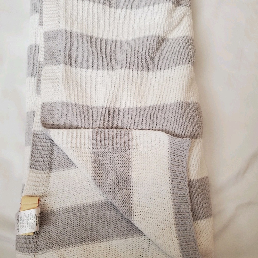 HARPER CANYON‎ Knit baby blanket lovey Grey white striped